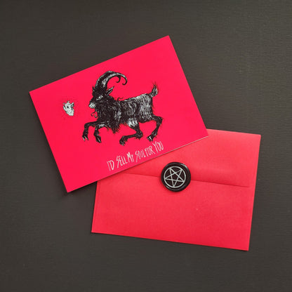 Black Phillip Goat Valentine's Day Greeting Card - Black Magic Ritual Co.