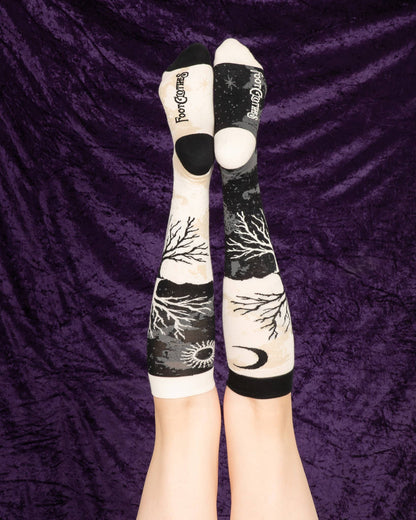 As Above So Below Tree Knee High Socks - Black Magic Ritual Co.