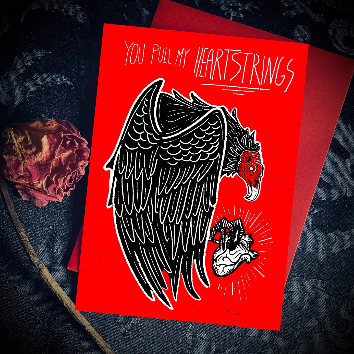 You Pull My Heartstrings Valentine's Day Greeting Card - Black Magic Ritual Co.