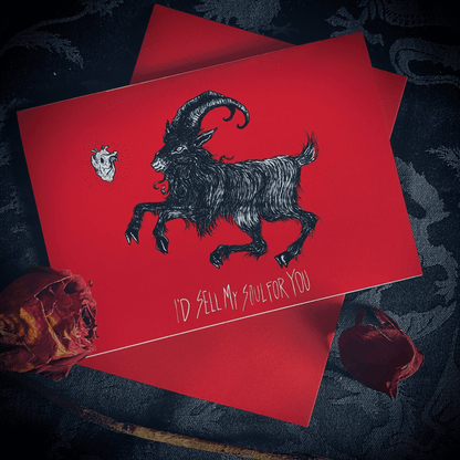 Black Phillip Goat Valentine's Day Greeting Card - Black Magic Ritual Co.