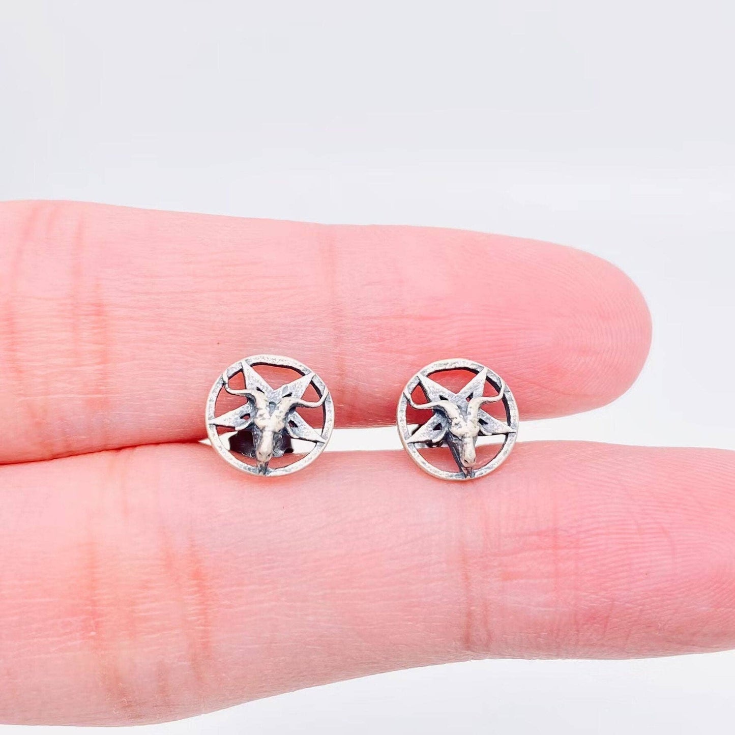 Sterling Silver Sigil of Baphomet Earrings - Black Magic Ritual Co.